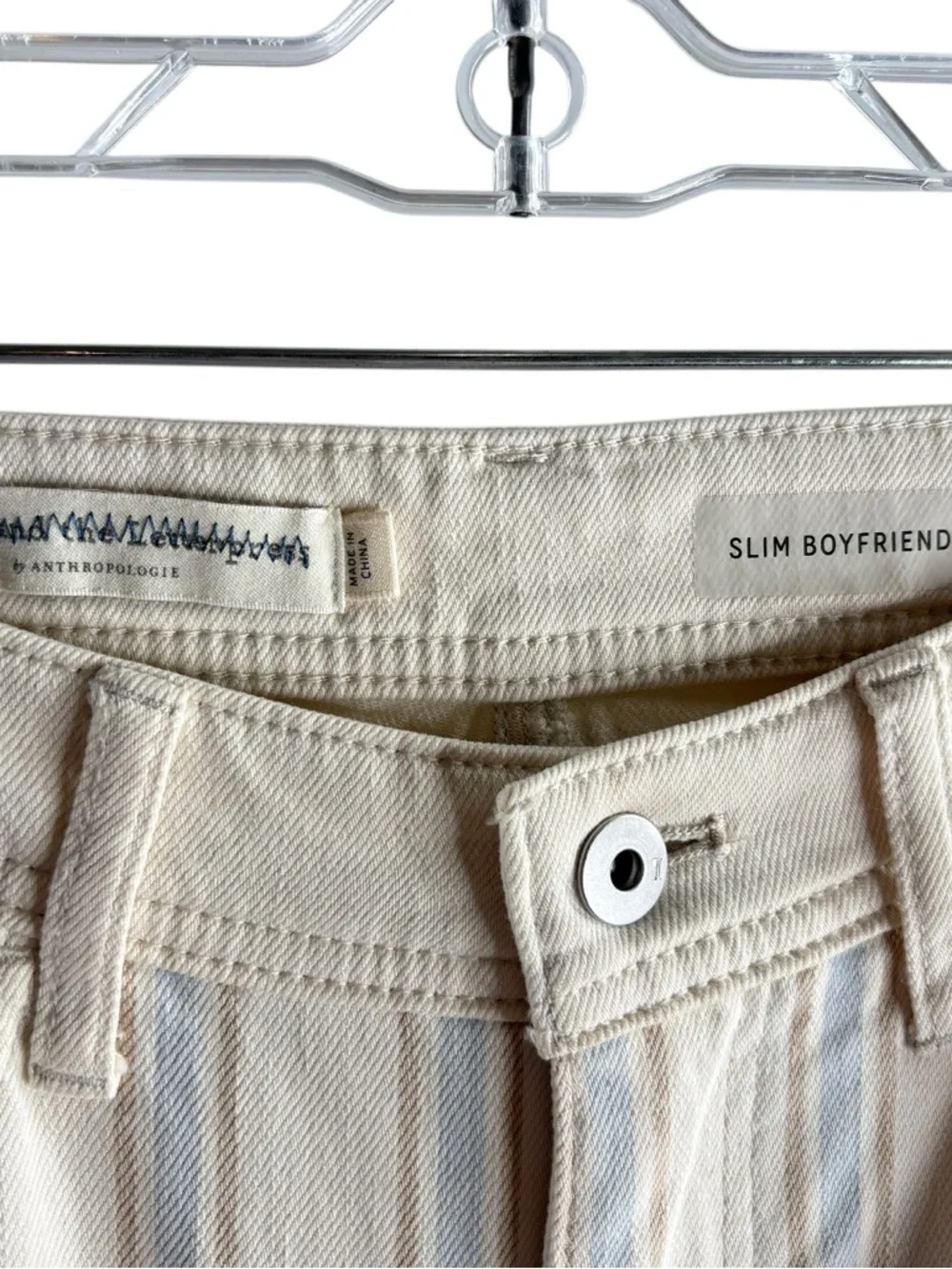 Anthropologie Pilcro Striped Slim Boyfriend Jean Shorts - Cream & Light Blue $68 - Picture 2 of 3